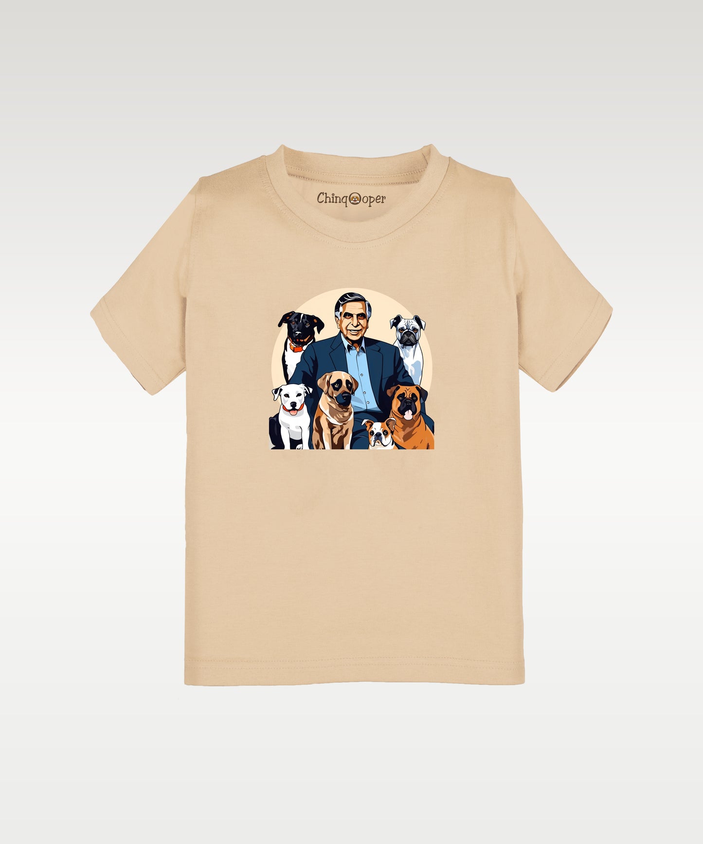 Ratan Tata Printed Kids Tshirt- Beige