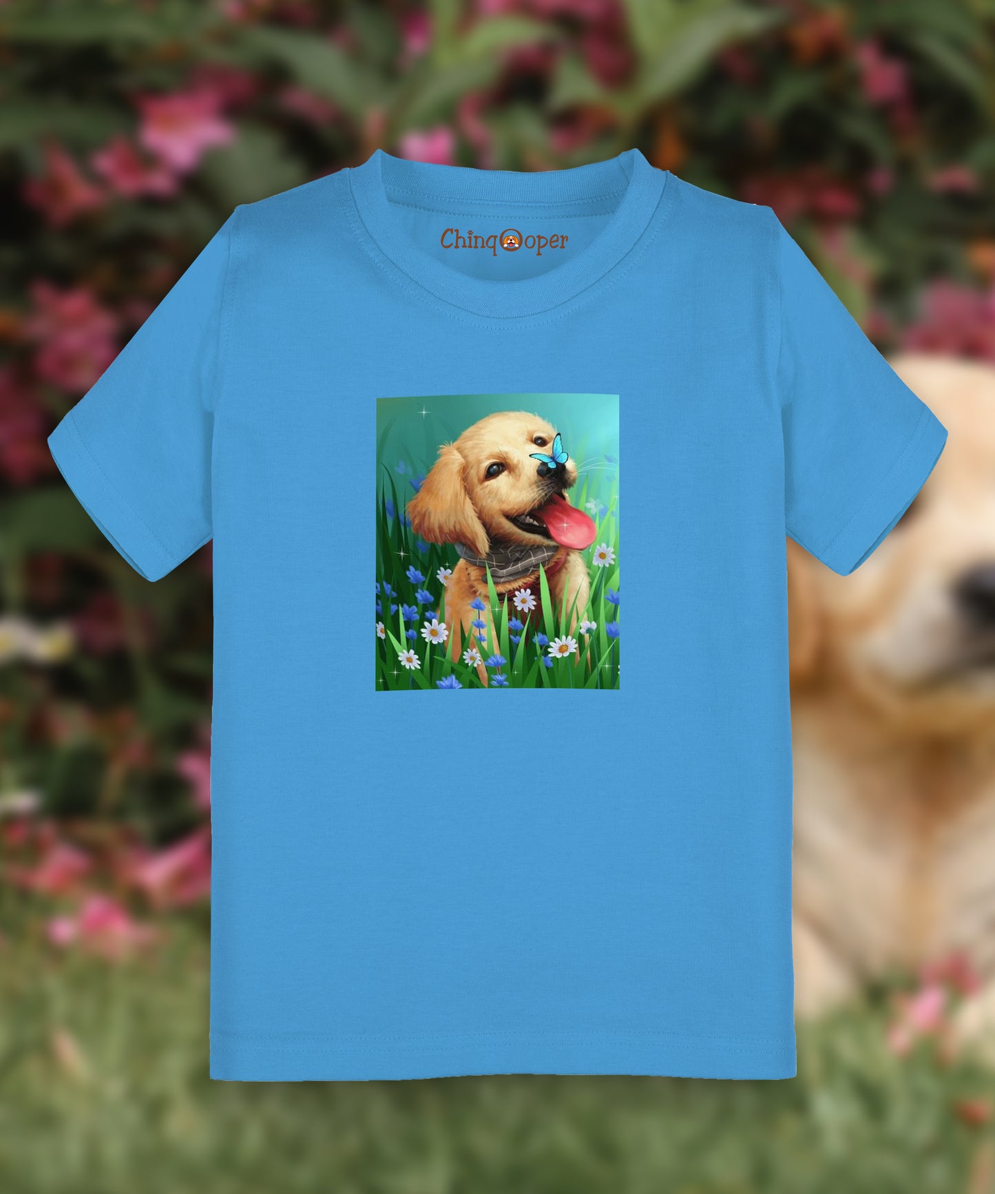 Kids unisex Blue dog printed Tshirt