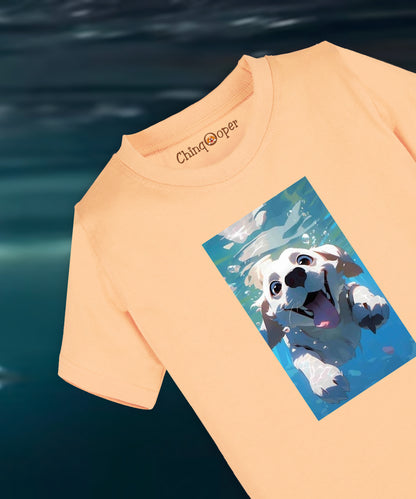 Kids unisex  Playful Swimming Puppy Tshirt-Sandal