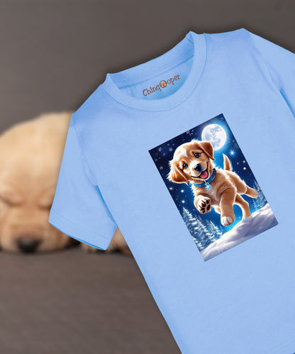 Kids unisex Playful Puppy in Winter Tshirt