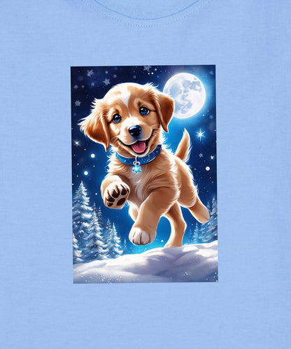 Kids unisex Playful Puppy in Winter Tshirt