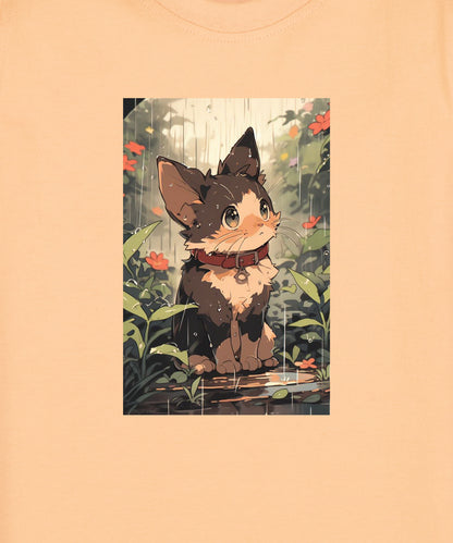 Kids Unisex Cat in Garden Printed Tshirt